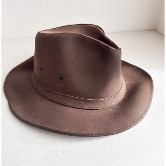 Minnentonka Brown Leather Western Cowboy Hat XL - Picture 1 of 7
